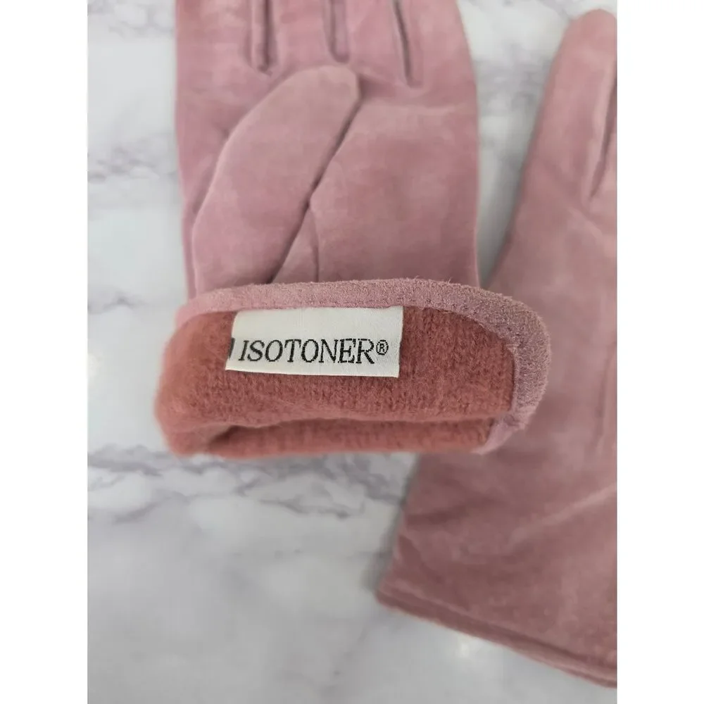 Isotoner Women's Pink Suede Lined  Driving Gloves